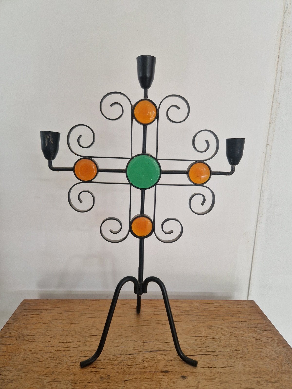 Gunnar ander ystad metal brutalistische vintage kandelaar., Ophalen of Verzenden
