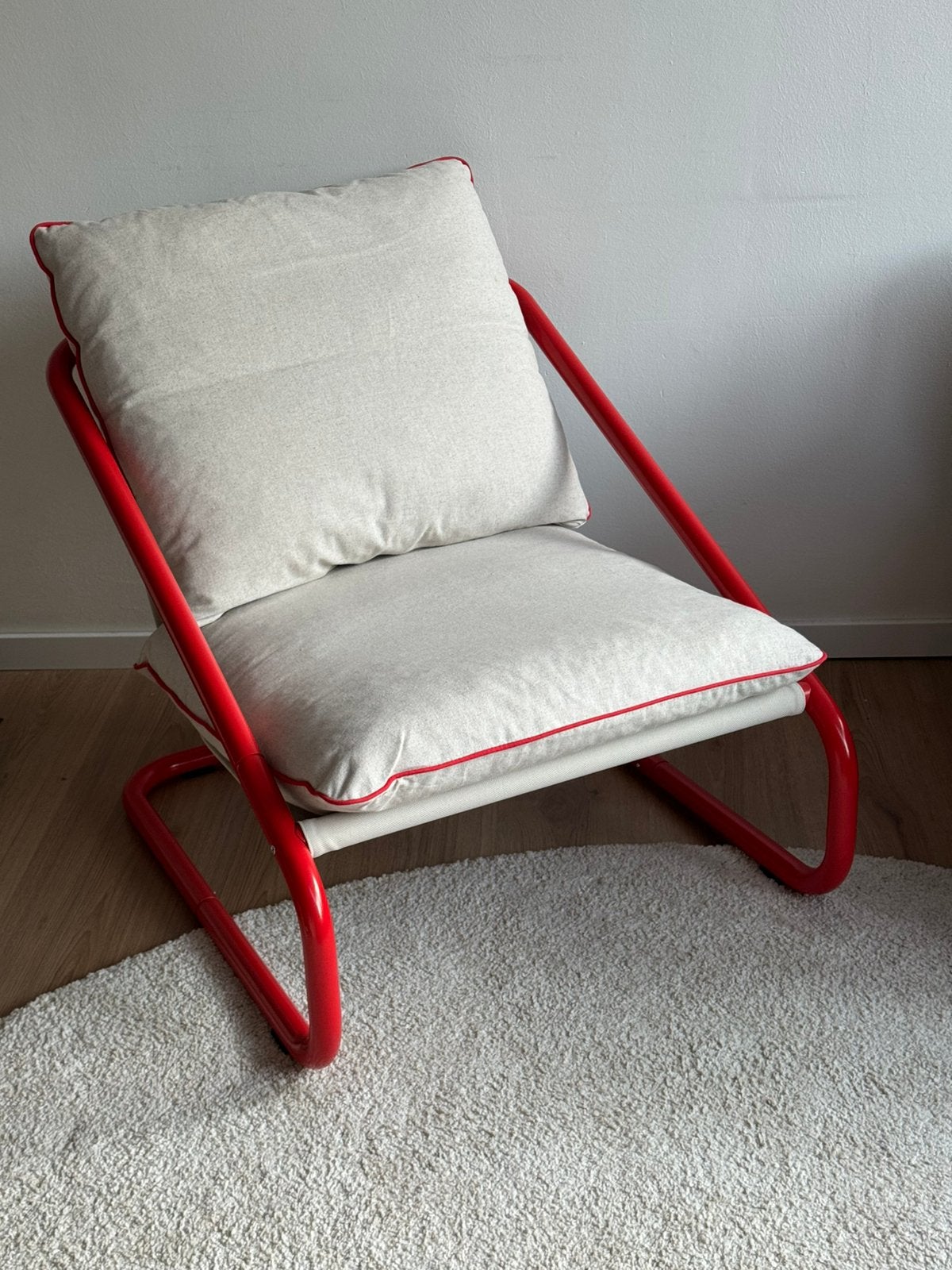 Ikea Önnestad buisframe fauteuil Katorp beige, Huis en Inrichting, Fauteuils, Zo goed als nieuw, Metaal, Stof, 50 tot 75 cm, 75 tot 100 cm