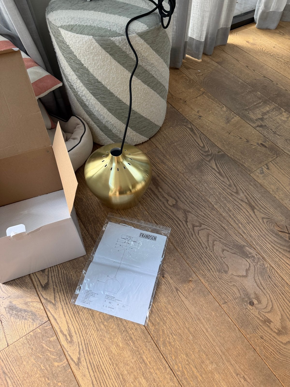 Frandsen Cohen Hanglamp Goud -  nieuw in doos inc alle acces, Ophalen of Verzenden, Zo goed als nieuw, Metaal, E27 (groot)