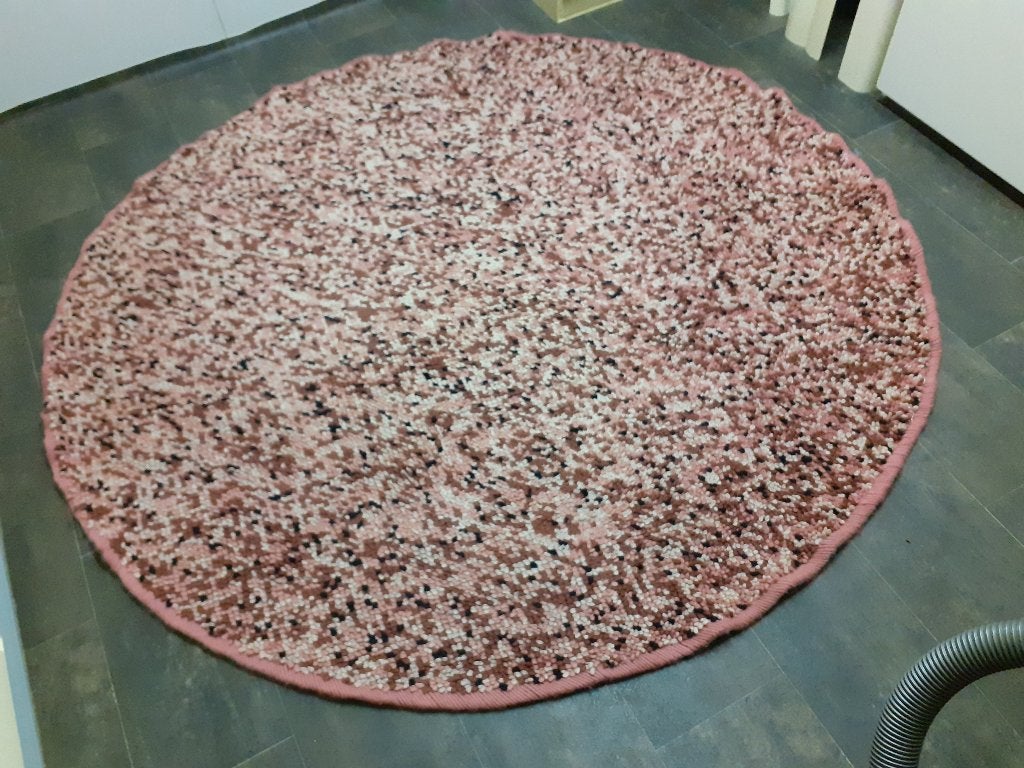 rond vloerkleed 200 cm wol gemeleerd retro design jaren 70, Gebruikt, Bruin, Rond, 200 cm of meer