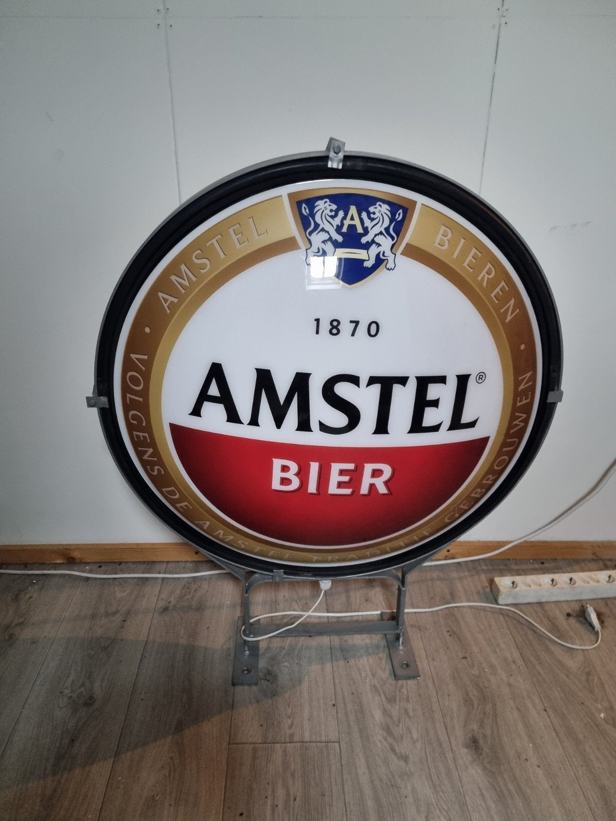 Amstel bier lichtbak gevel bord licht verlichting manvave, Verzamelen, Biermerken, Ophalen, Gebruikt, Reclamebord, Plaat of Schild