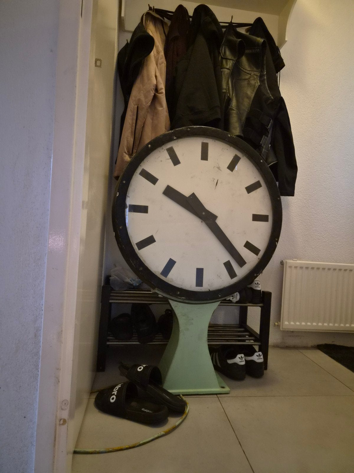industriële stationsklok zeer groot,, Antiek en Kunst, Ophalen