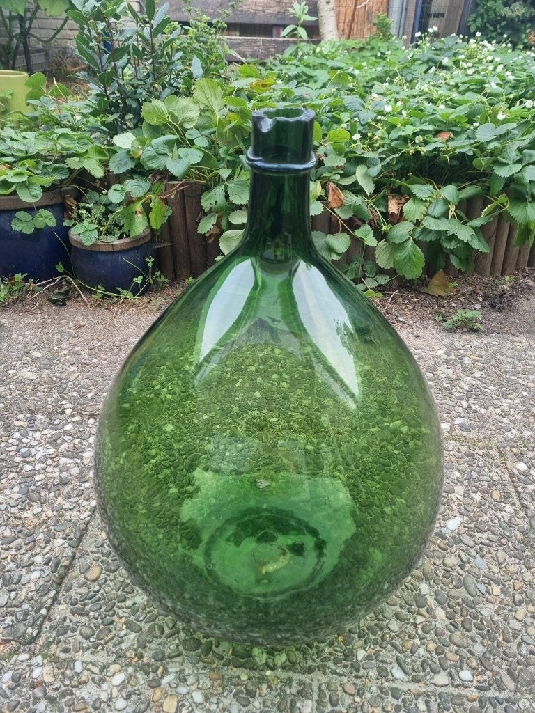 Grote demijohn groene glas, Ophalen