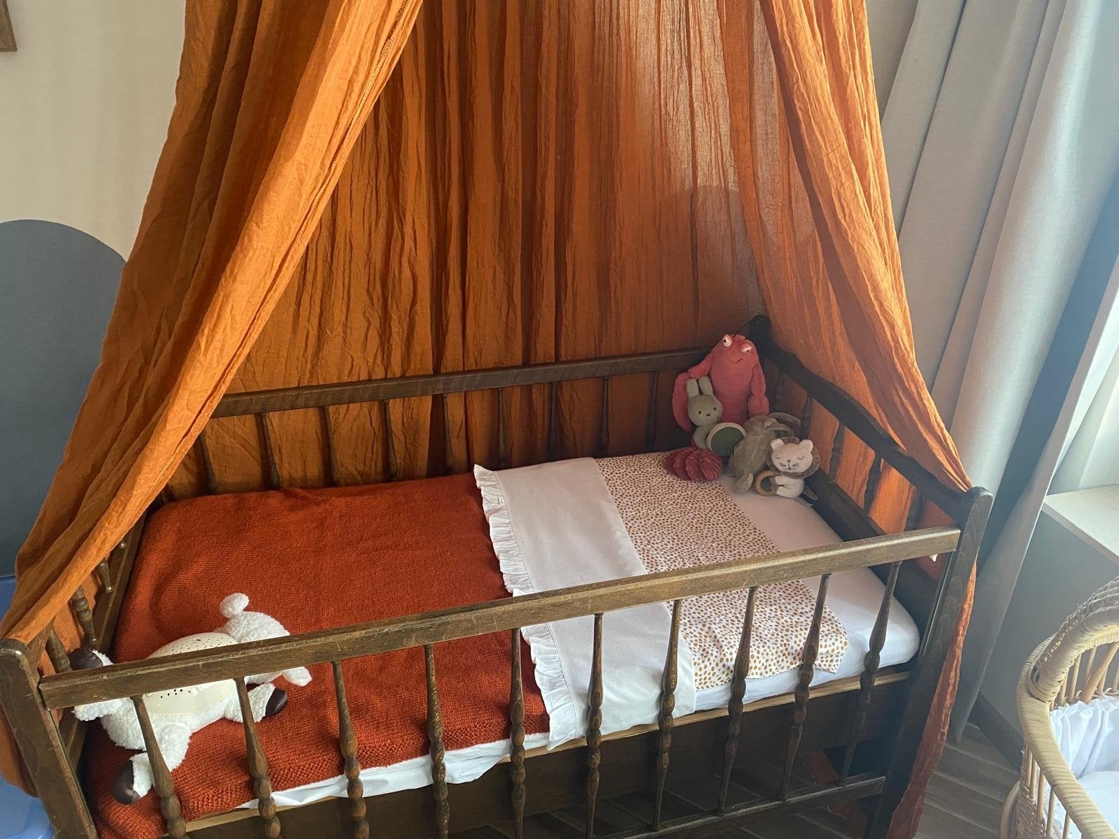 Vintage Ledikant Eikenhout 120x60 - Hoog/Laag Verstelbaar, Ophalen, Gebruikt, Minder dan 140 cm, Minder dan 70 cm