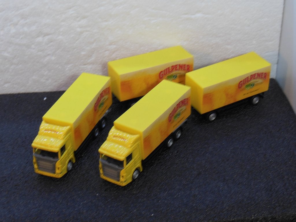 2x SCANIA +Aanhang - GULPENER BIER - 1:87 -  NIEUW, Ophalen of Verzenden, Zo goed als nieuw, Bus of Vrachtwagen, Overige merken