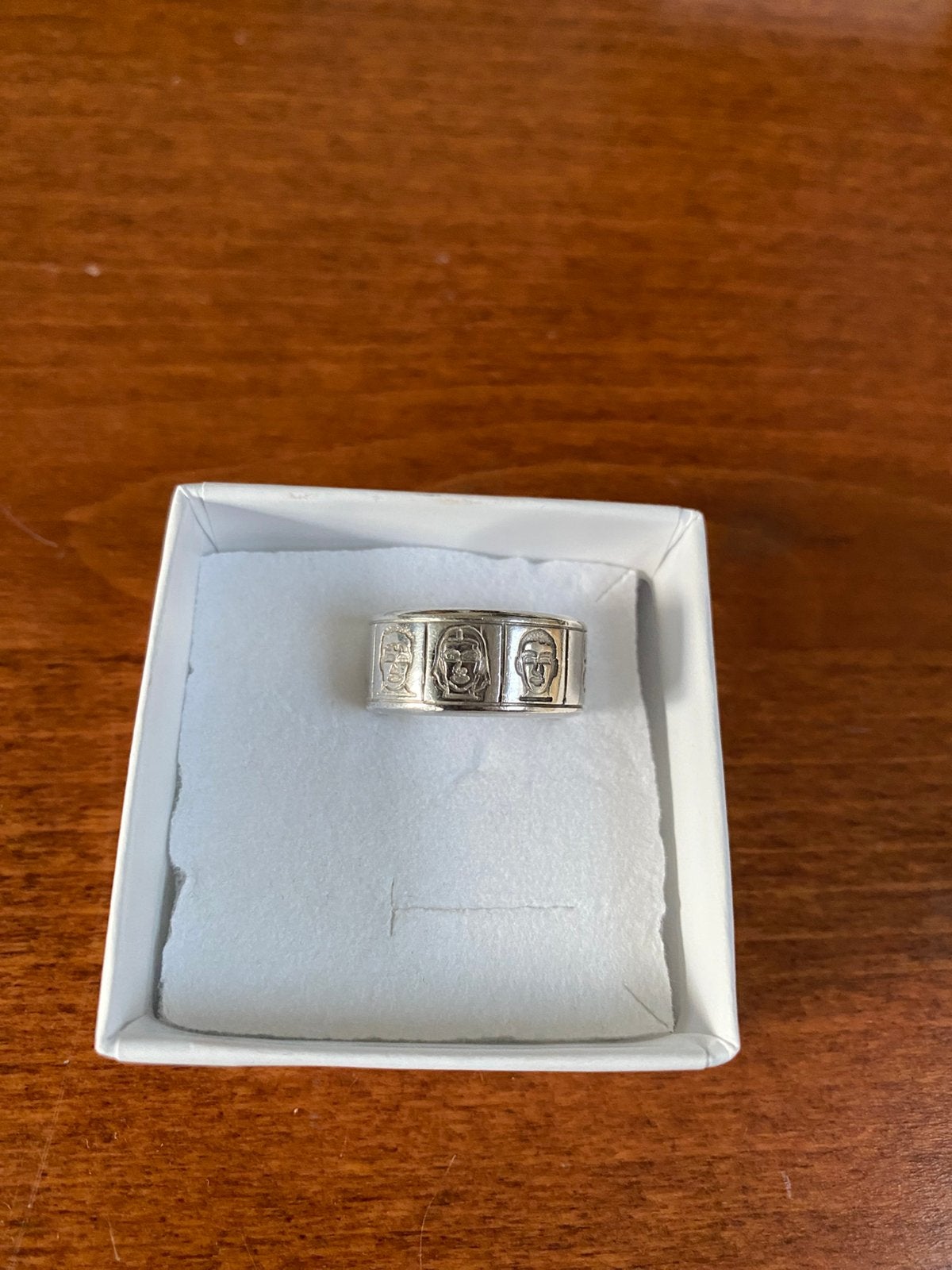 Vintage benetton ring met gezichten maat 17, Ophalen of Verzenden, 17 tot 18, Zilver, Dame