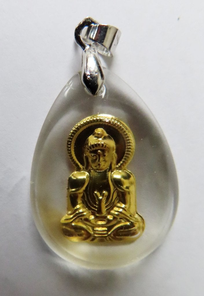Perspex hangertje met 18 k gouden boeddha, Nieuw, Ophalen of Verzenden, Goud, Goud
