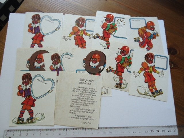 sticker oud Sinterklaas feest strip piet retro vintage sint, Verzenden, Zo goed als nieuw, Bedrijf of Vereniging