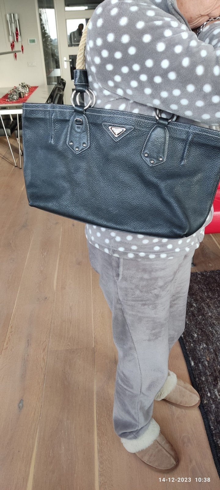 Prada Handtas Zwart Leer met Touwdetails, Ophalen, Gebruikt, Zwart, Handtas