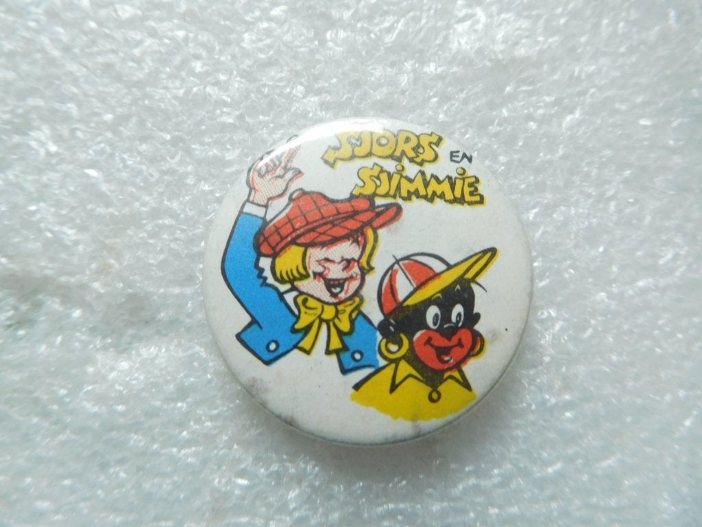 speldje / button Sjors en Sjimmie wit, Ophalen of Verzenden, Gebruikt, Overige onderwerpen