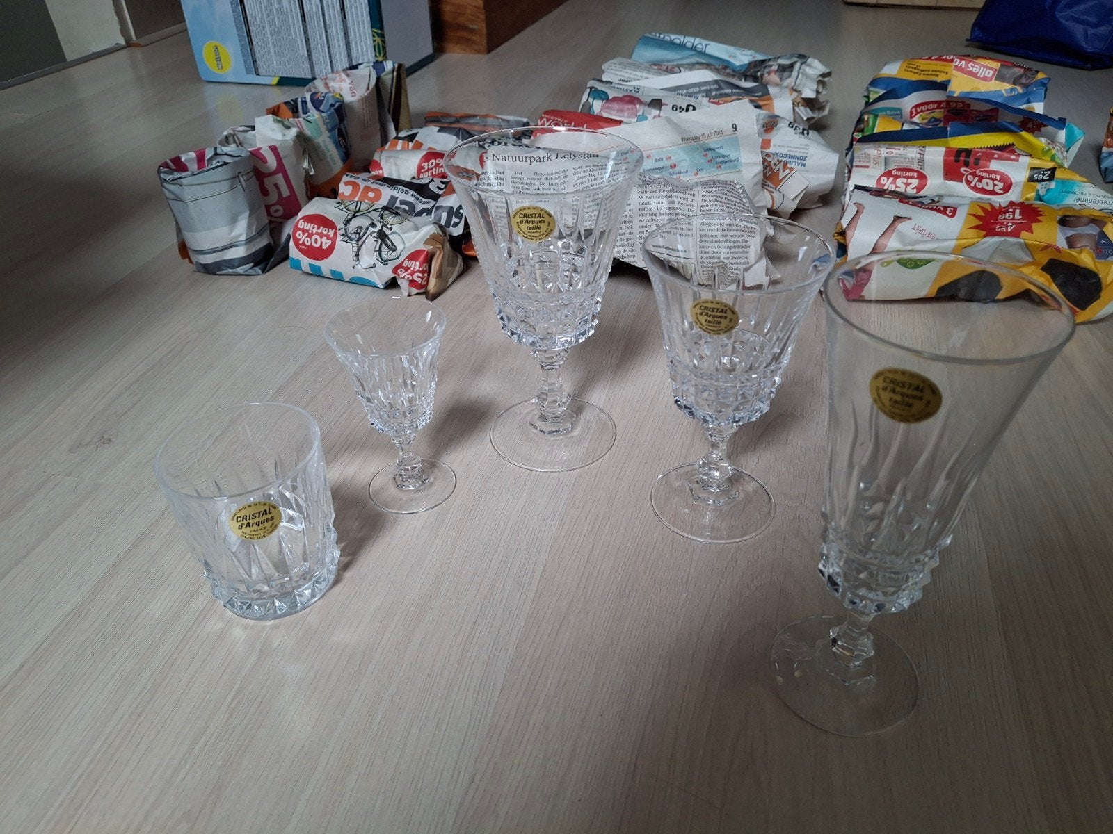 Cristal d'Arques set helemaal compleet 30 stuks 5x6 glazen, Ophalen