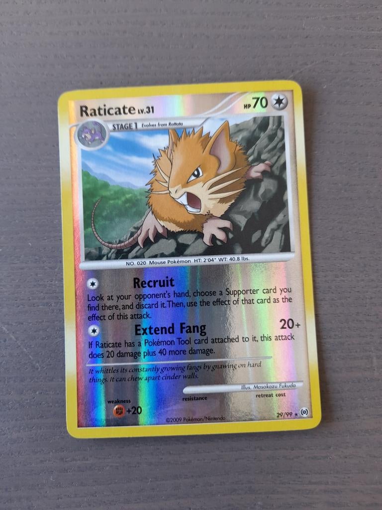 2009 arceus 29/99 raticate reverse, Ophalen of Verzenden, Zo goed als nieuw, Losse kaart, Foil