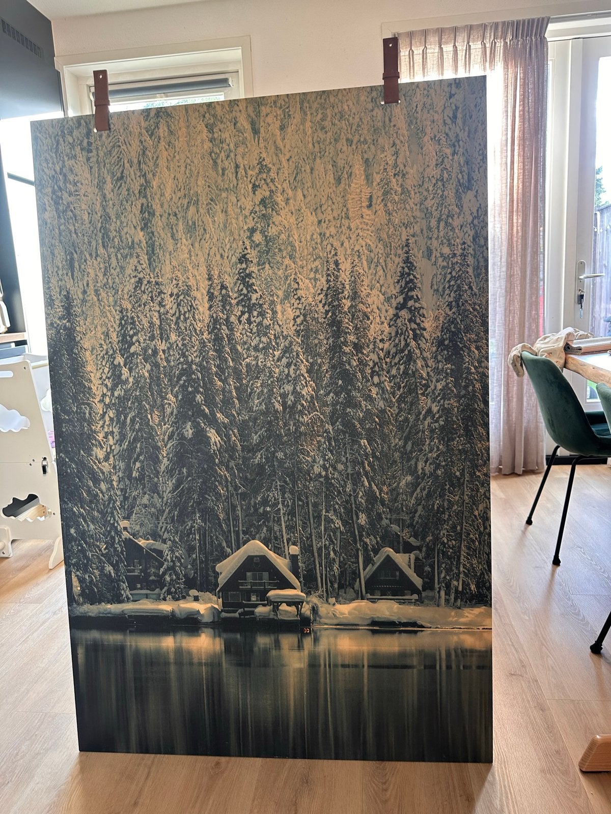 Grote print van winterlandschap op hout, Ophalen, 75 tot 100 cm, 75 – 100, Print