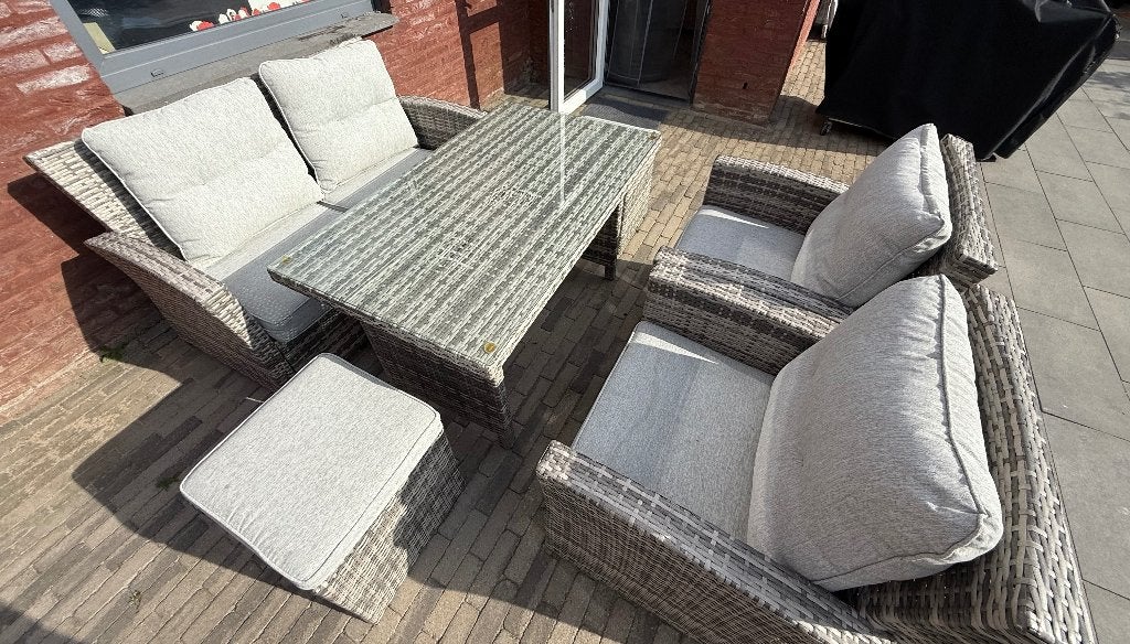 Tuinset, wicker, tuinmeubelen, grijs, loungeset., Tuin en Terras, Tuinsets en Loungesets, Ophalen, Gebruikt, 6 zitplaatsen, Loungeset