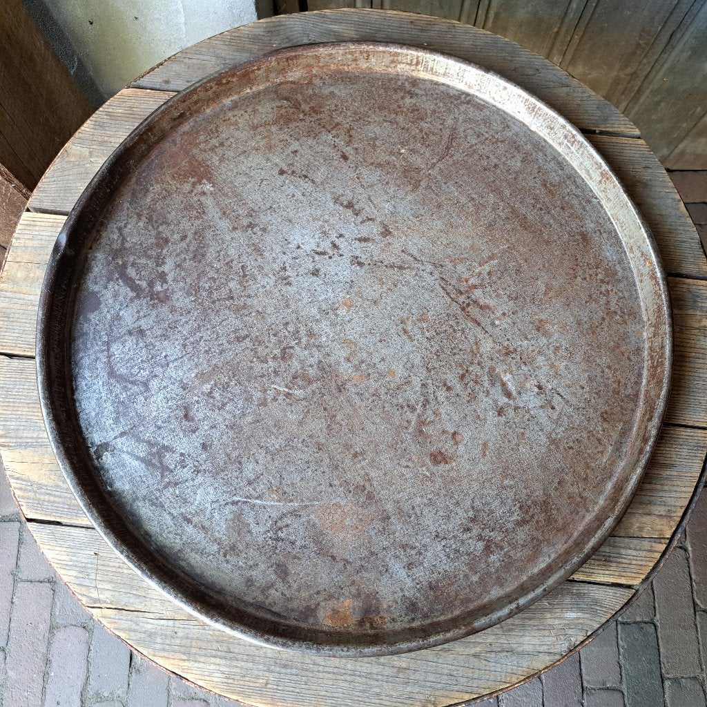 Stoer landelijk rond metalen dienblad tray ø 55cm *Etage3*, ., Ophalen of Verzenden, Zo goed als nieuw, .
