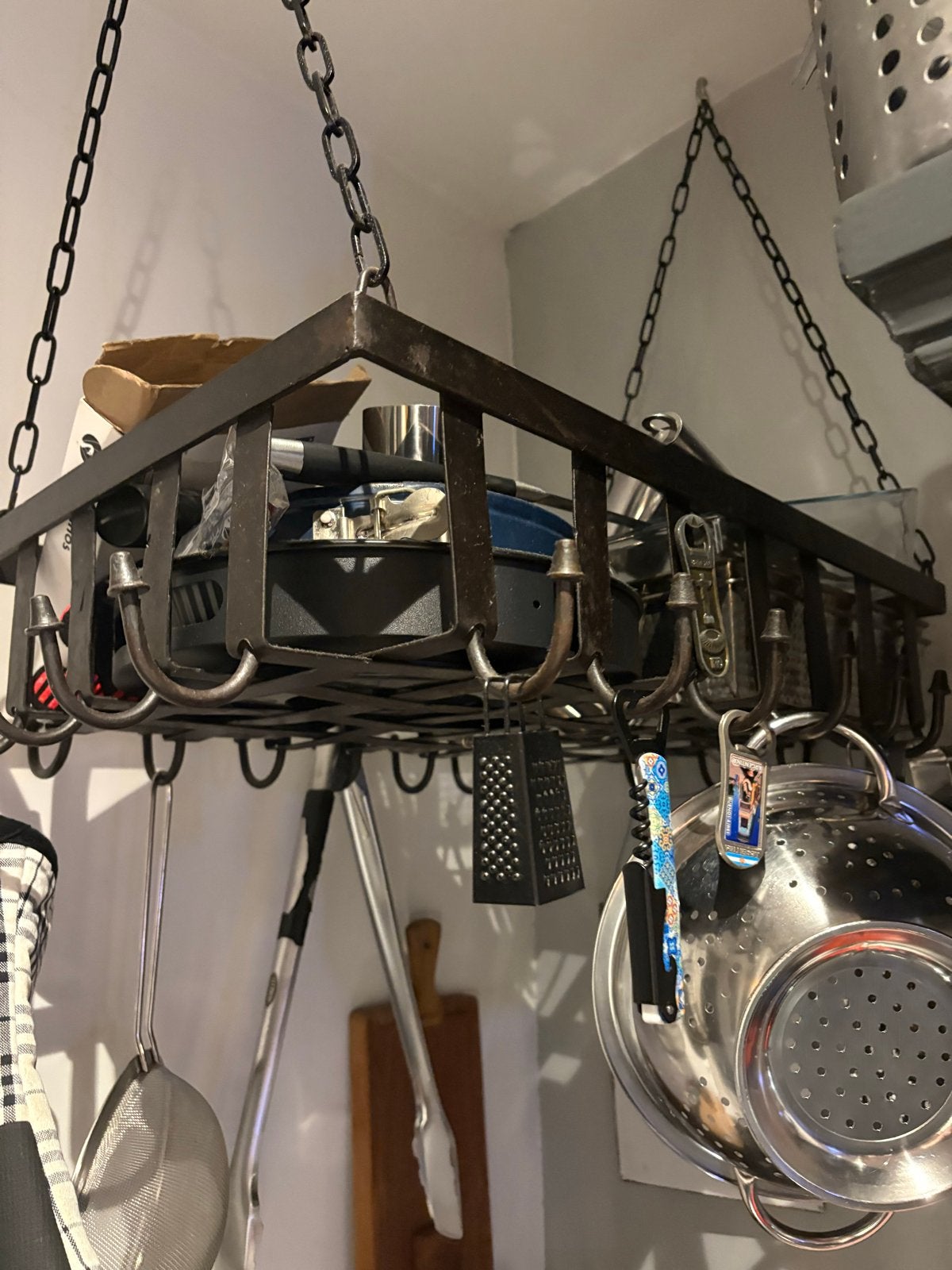 Hangend keukenrek met 22 haken - 60x38 cm, Ophalen, Zwart, Metaal, Overige typen