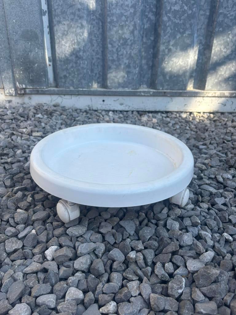 Keter plantentrolley wit rond plantenplateau wieltjes 35 cm, Tuin en Terras, Bloembakken en Plantenbakken, Ophalen of Verzenden