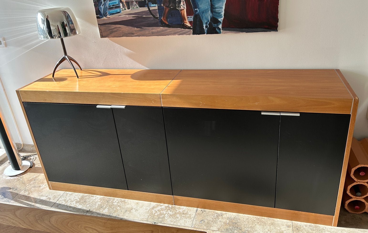 Pastoe dressoir zwart met kersenhout -zsm ophalen!, Huis en Inrichting, Ophalen, Gebruikt, 150 tot 200 cm, 25 tot 50 cm