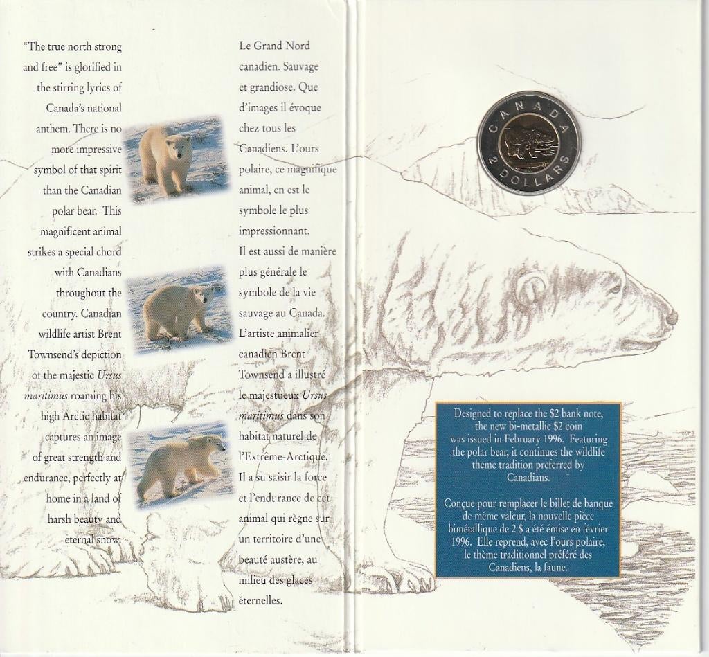 folder met  2  dollars 1996  Canada. km. 270, Ophalen of Verzenden, Noord-Amerika, Setje