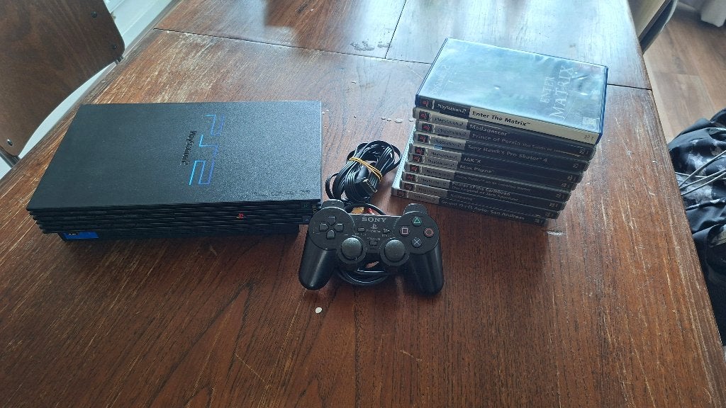 PlayStation 2 + Games, Spelcomputers en Games, Ophalen of Verzenden, Met 1 controller, Gebruikt, Met games