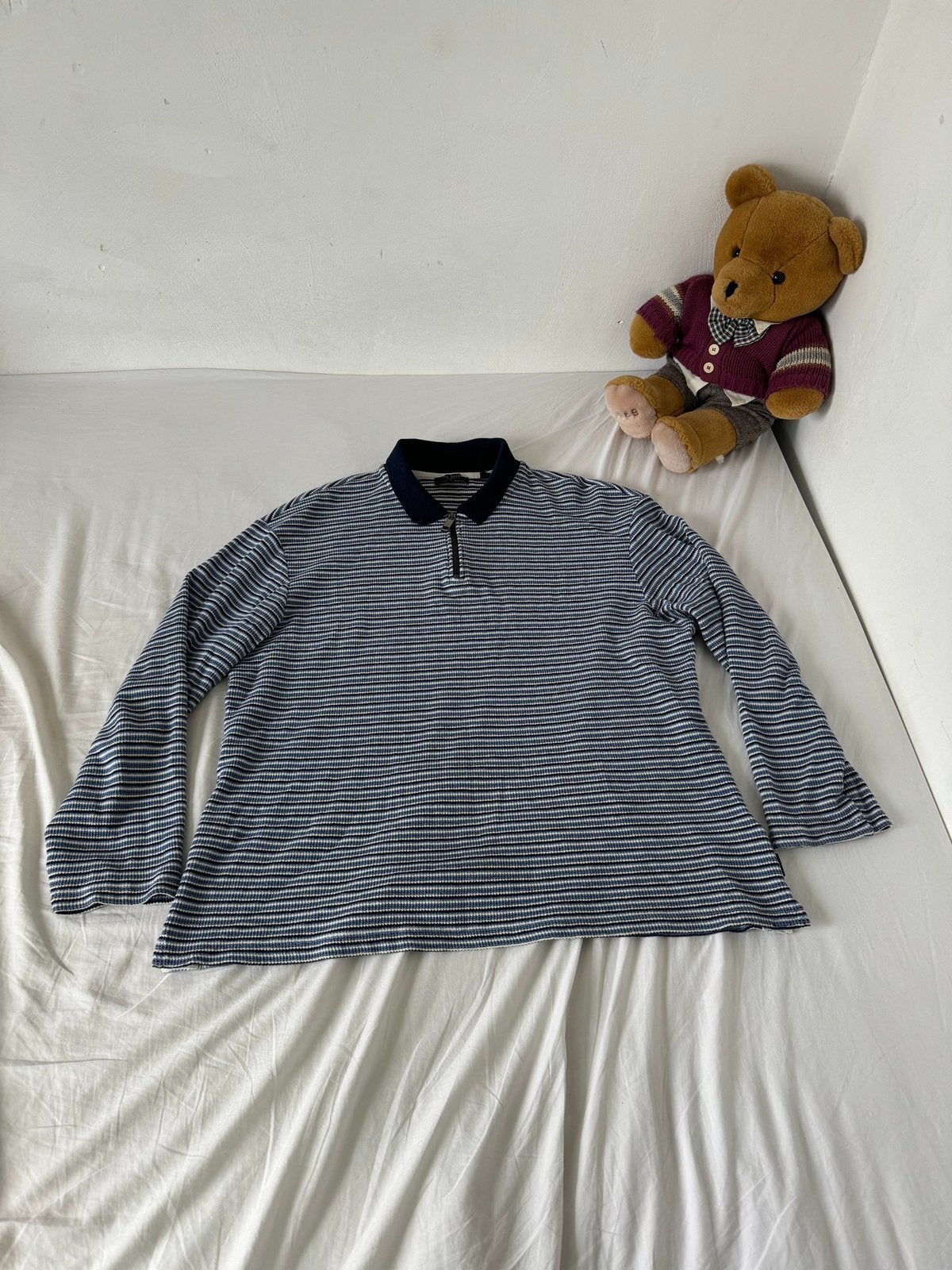 Ted Baker knitted longsleeve poloshirt, Ophalen of Verzenden, Zo goed als nieuw, Maat 52/54 (L), Blauw