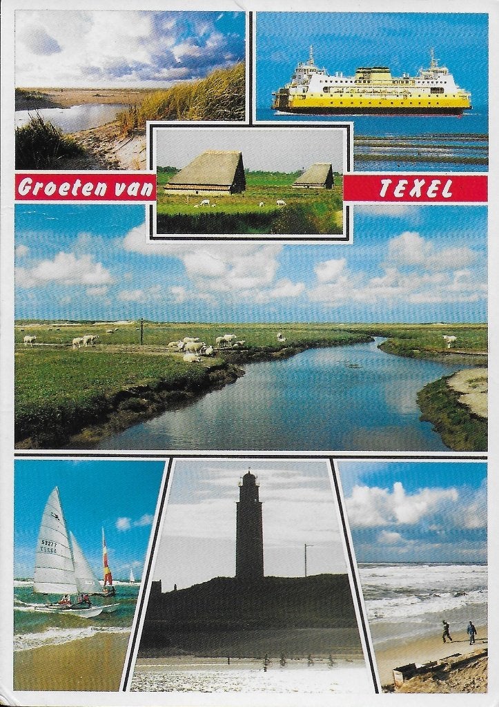 F630 Gelopen ansichtkaart groeten van texel, Verzamelen, Ansichtkaarten | Nederland, Ophalen of Verzenden, 1980 tot heden, Gelopen