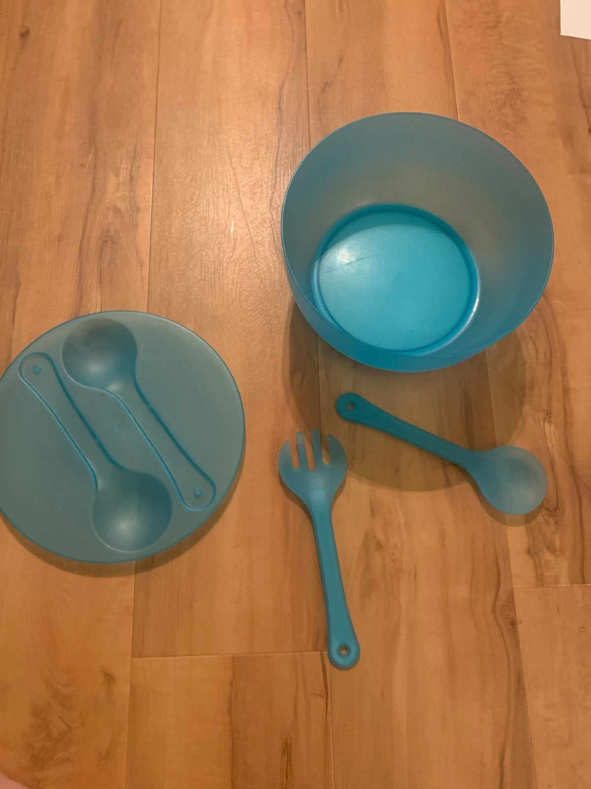 Tupperware vox met bestek - Aqua, Kunststof, Ophalen of Verzenden, Zo goed als nieuw, Overige merken