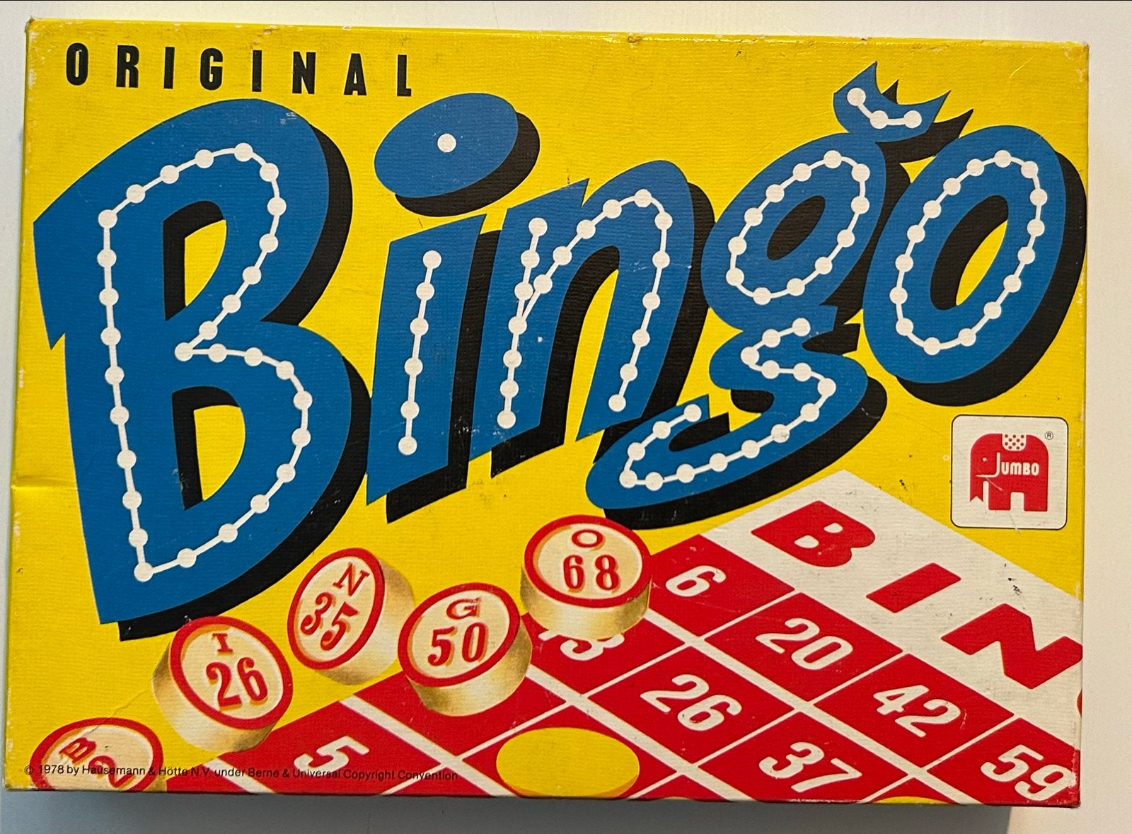 Jumbo Bingo Spel Compleet met 24 Kaarten en 75 Nummers, Hobby en Vrije tijd, Gezelschapsspellen | Overige, Zo goed als nieuw, Een of twee spelers