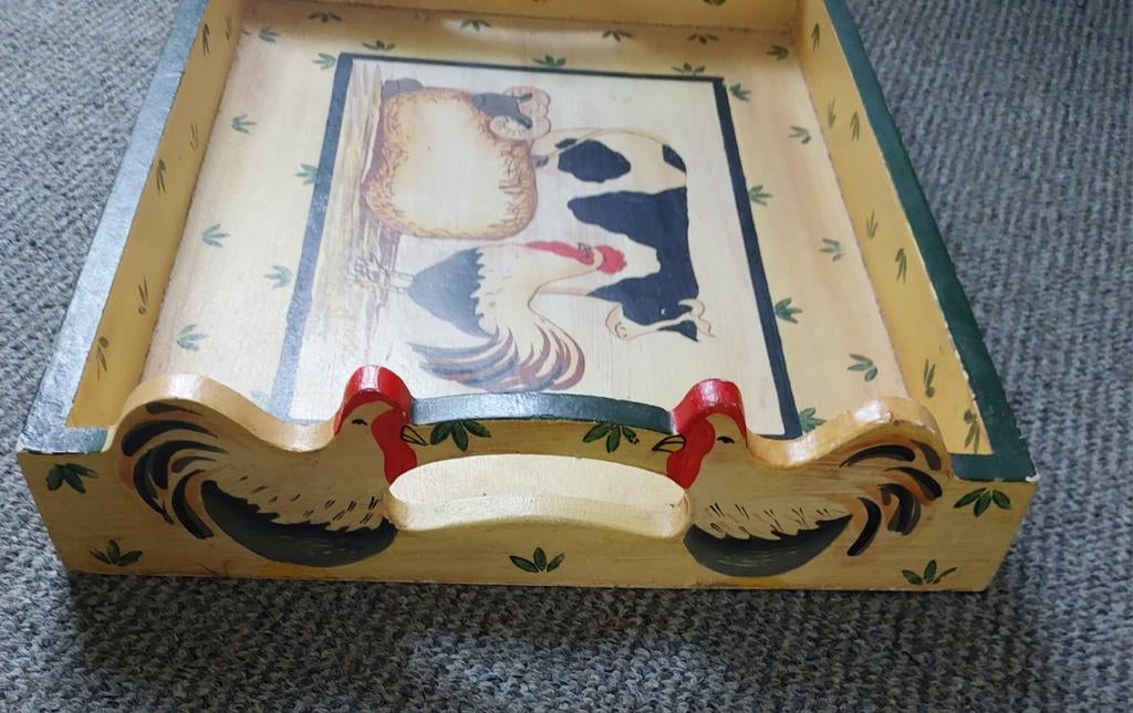 Dienblad met diermotieven, Ophalen of Verzenden, Zo goed als nieuw, Rechthoekig, Hout