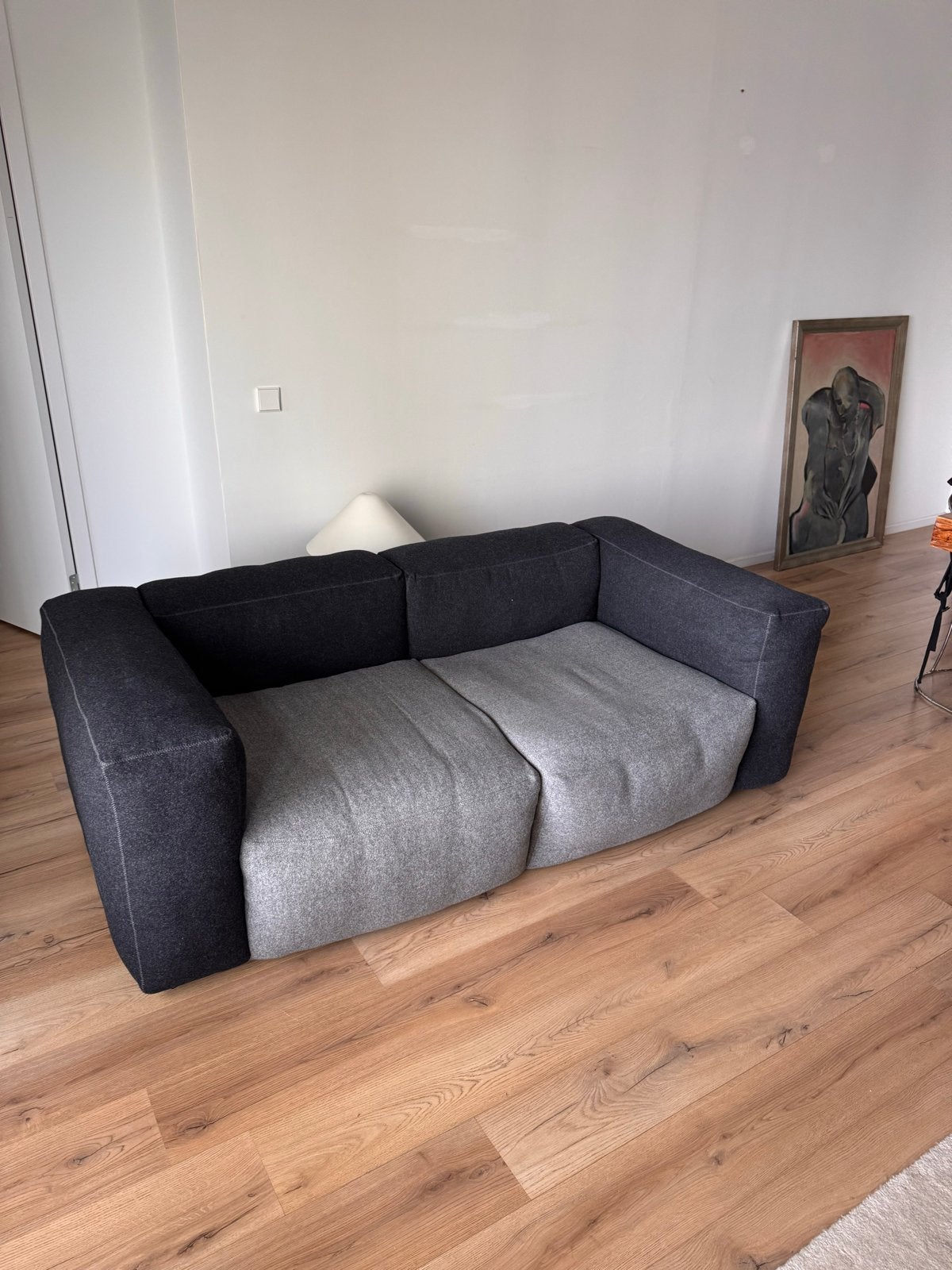 Hay Mags Soft Modulaire Bank - Lichtgrijs/Donkergrijs, Ophalen, Gebruikt, 150 tot 200 cm, Tweepersoons