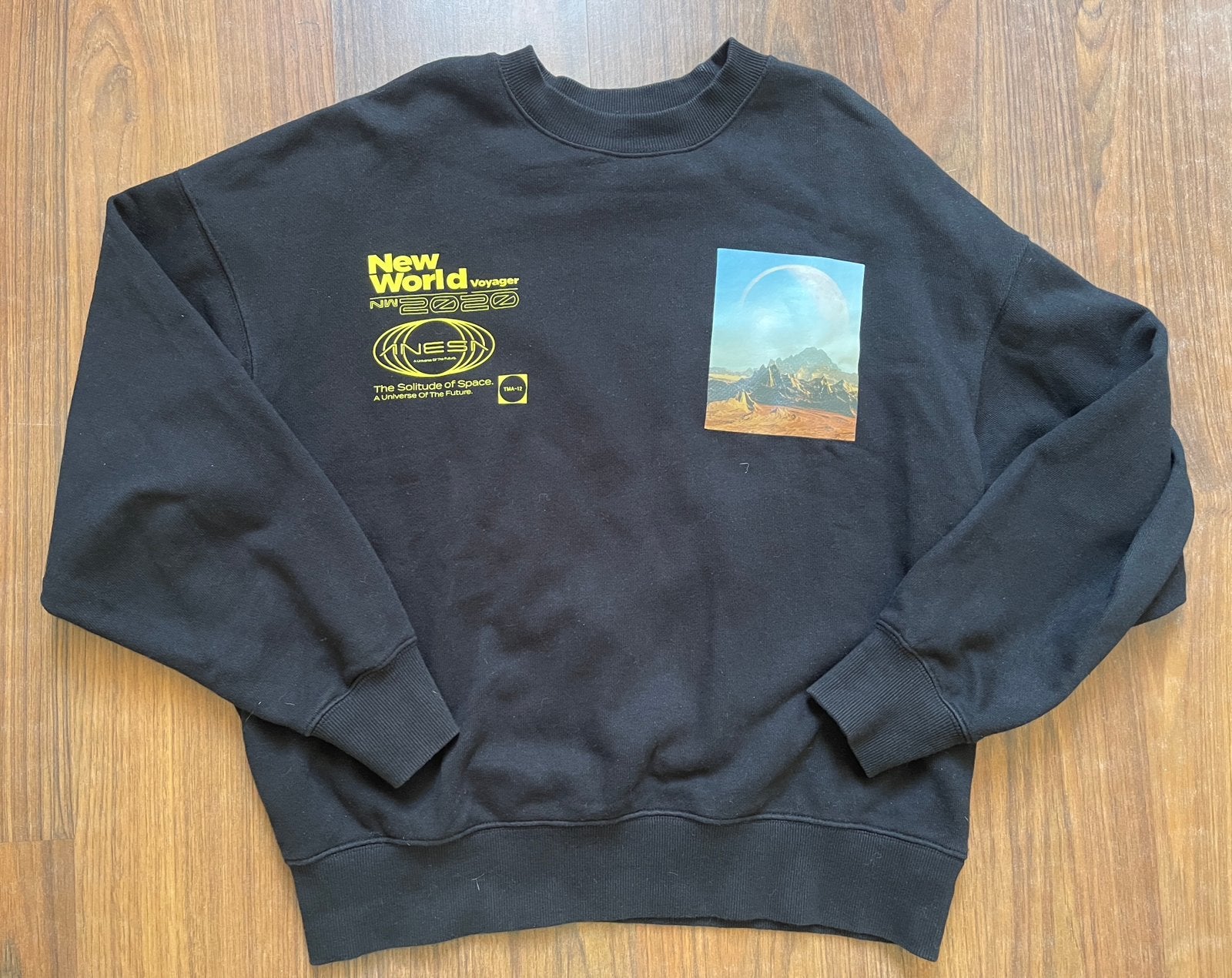 Zwarte trui met print, M, Ophalen of Verzenden, Zo goed als nieuw, Maat 48/50 (M), Zwart