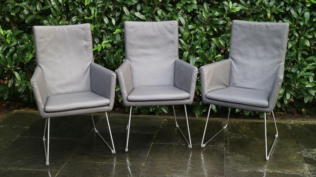 Label Donna leren stoelen. Nog 2 stuks beschikbaar., Huis en Inrichting, Stoelen, Ophalen, Twee, Overige kleuren, Leer