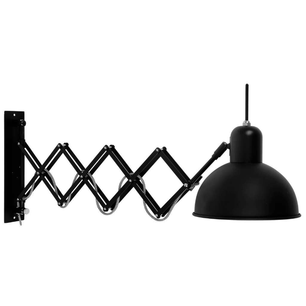 Nieuwe Industriële Wandlamp Mat Zwart met schaararm, Zwart, E14 (klein), Nieuw, Ophalen of Verzenden