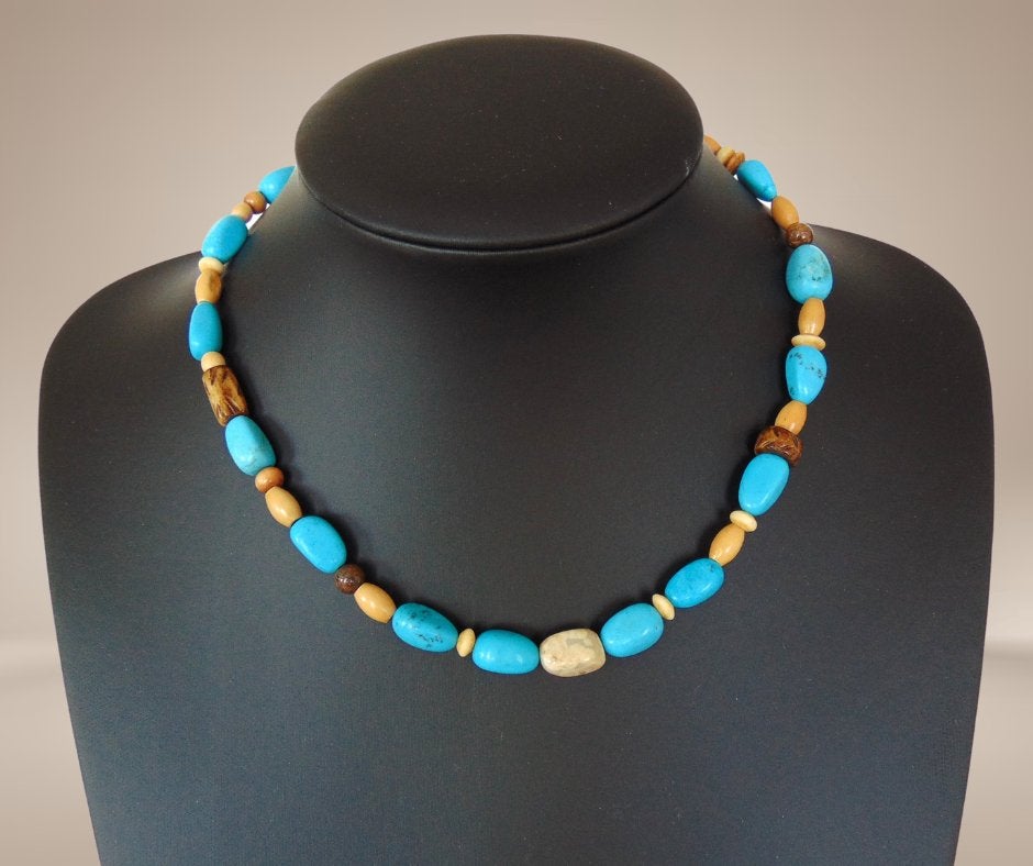 Mooie natuurlijke TURQUOISE agaat ketting 925 sluiting!, Sieraden, Tassen en Uiterlijk, Zo goed als nieuw, Met edelsteen, Verzenden