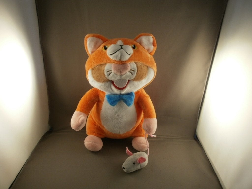 AH hamster in poes pak met muis grijs oranje wit bruin 29 cm, Hamster, Nieuw, Ophalen of Verzenden, Albert Heijn