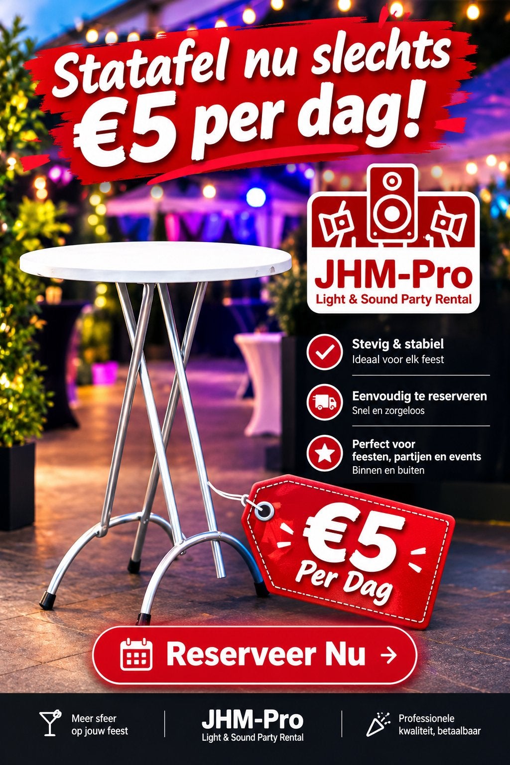 Statafel te huur - Ideaal voor elk feest of evenement!, Ophalen, Gebruikt