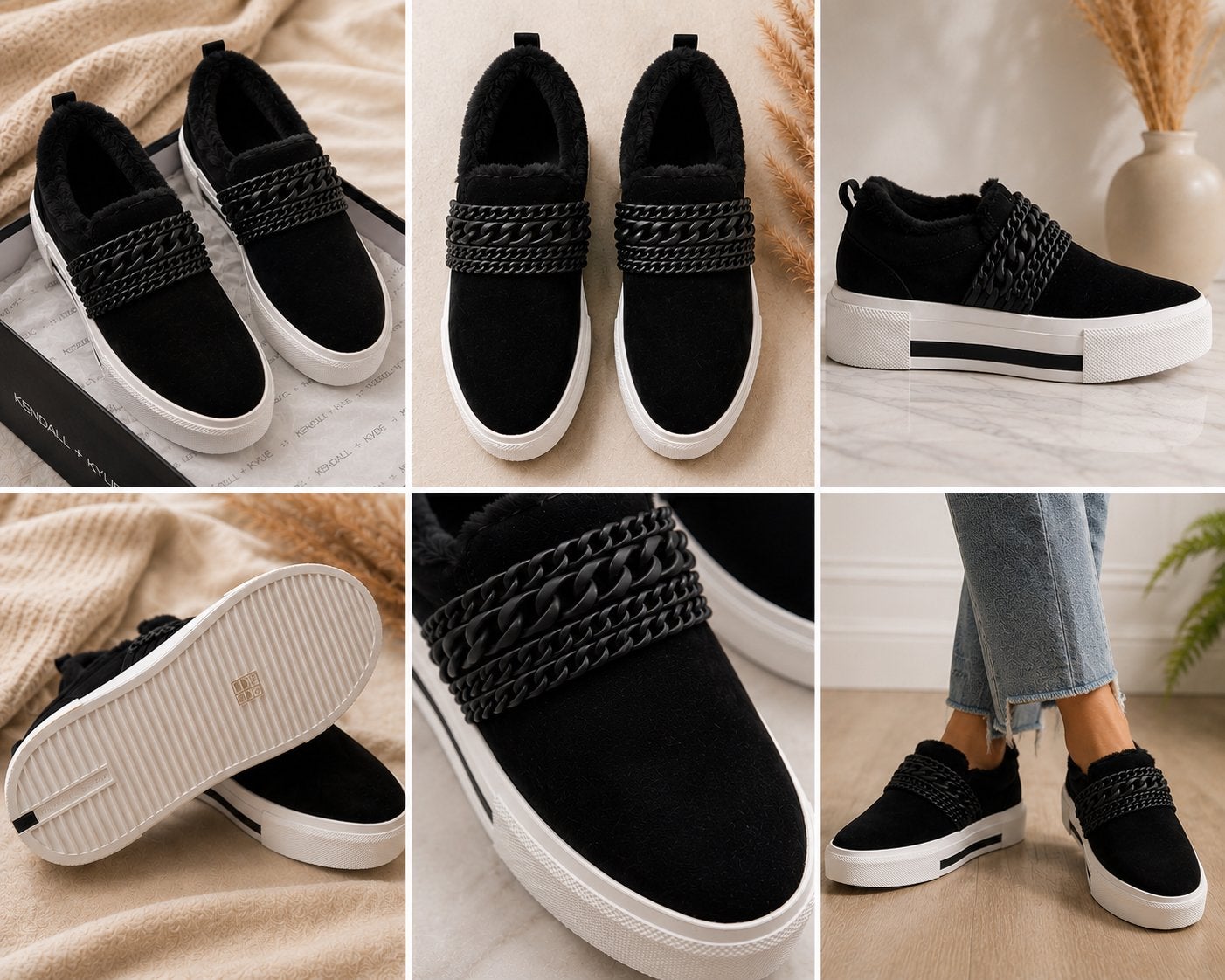 Nieuwe Kendall + Kylie zwarte sneakers met kettingdetail, Zwart, Nieuw, Ophalen of Verzenden, Sneakers of Gympen