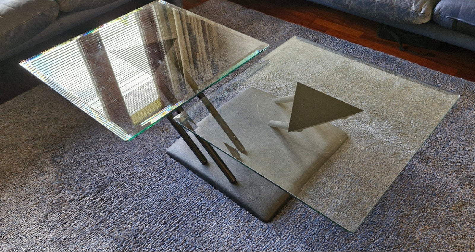 Glazen Italiaanse design salontafel, Huis en Inrichting, Tafels | Salontafels, Ophalen, Rechthoekig, 50 tot 100 cm