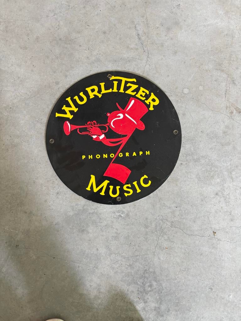 Vintage Wurlitzer Phonograph Reclamebord, Antiek en Kunst, Ophalen