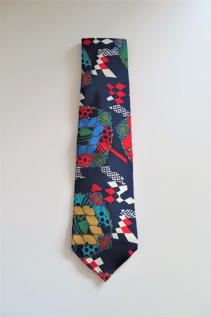 Stropdas Donkerblauw Kleuren (3498), Ophalen of Verzenden, Zo goed als nieuw, Blauw, Met patroon