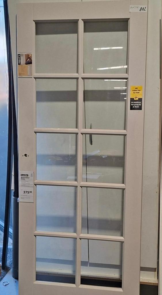 CanDo Bolton binnendeur met glasverdeling, wit afgelakt, Doe-het-zelf en Verbouw, Deuren en Horren, Ophalen, 80 tot 100 cm, Binnendeur
