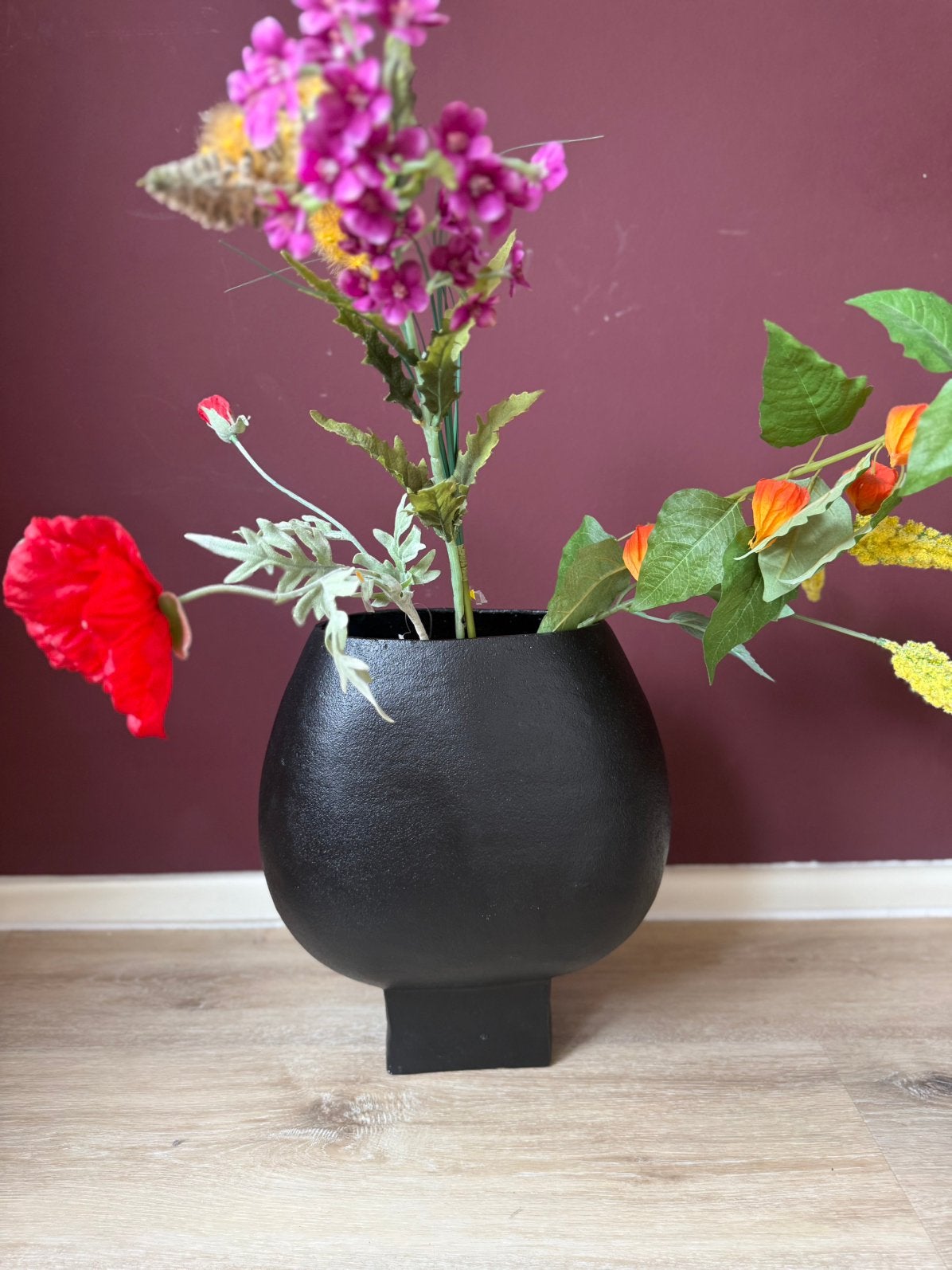 Light & Living vaas zwart, Ophalen, Rond, Zo goed als nieuw, Aardewerk