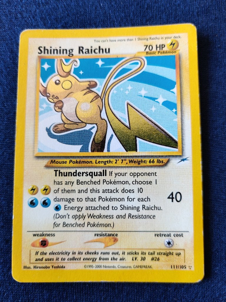 Neo Destiny 111/105 Shining Raichu, Ophalen of Verzenden, Zo goed als nieuw, Losse kaart, Foil