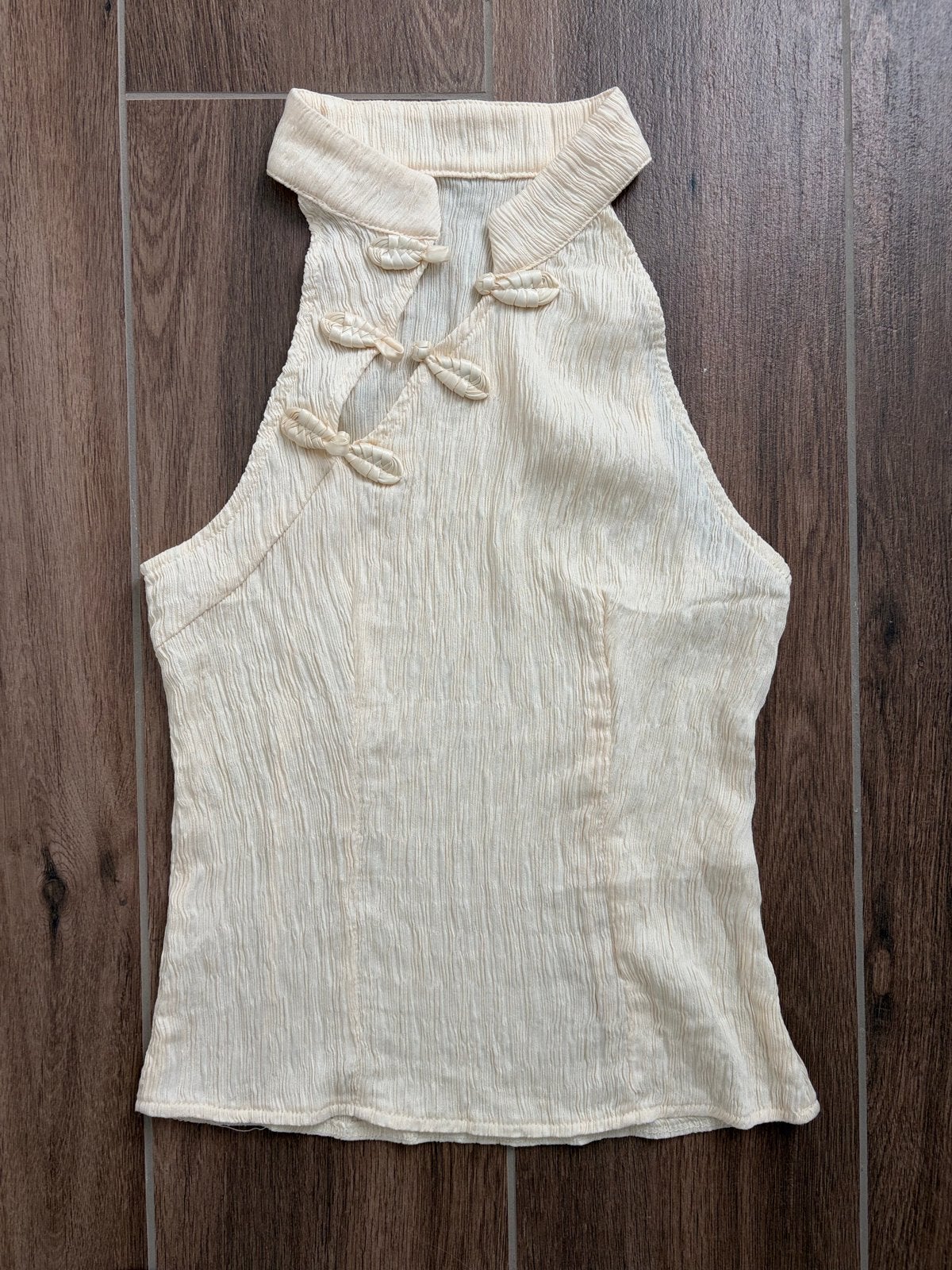 Top met Chinese sluiting vintage coquette, Kleding | Dames, Beige, Ophalen of Verzenden, Zo goed als nieuw, Maat 36 (S)