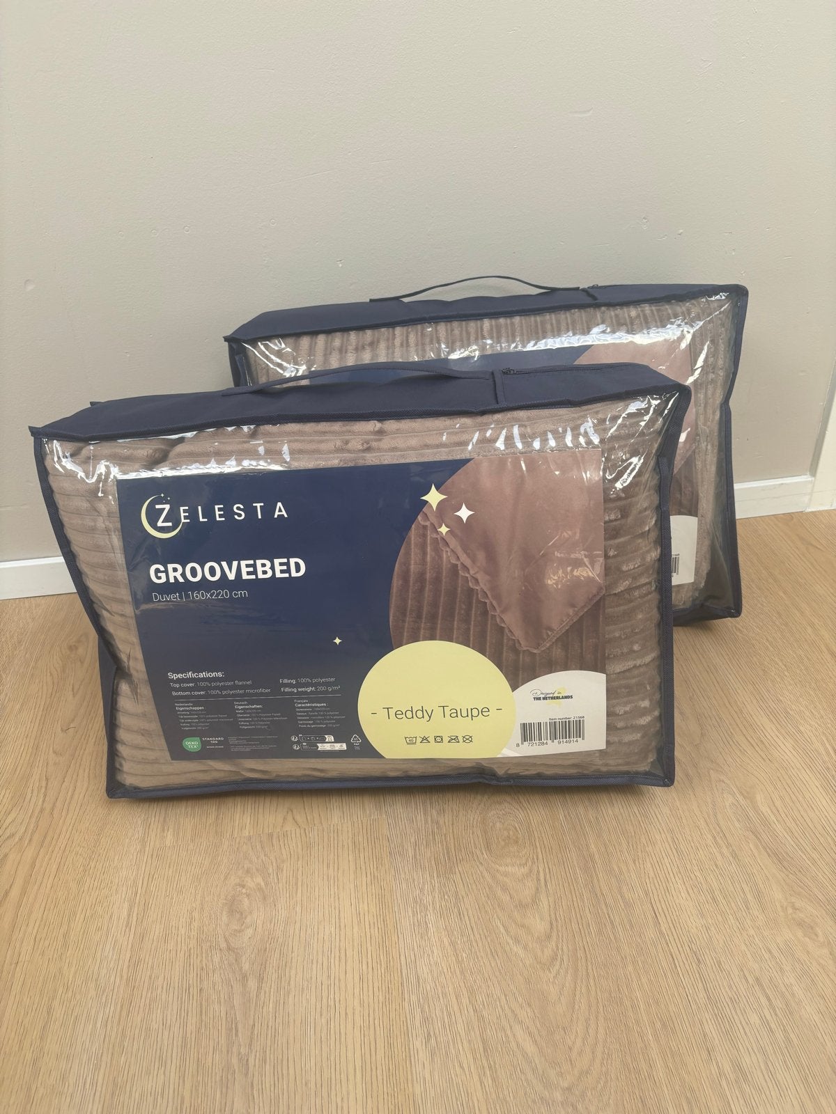 2x Zelesta Groovebed Dekbed 160x220 cm - Teddy Taupe, Eenpersoons, Bruin, Nieuw, Ophalen of Verzenden