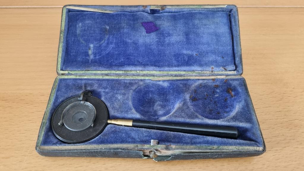 Antieke Oogspiegel in Doosje - Vintage Medisch Instrument, Ophalen of Verzenden
