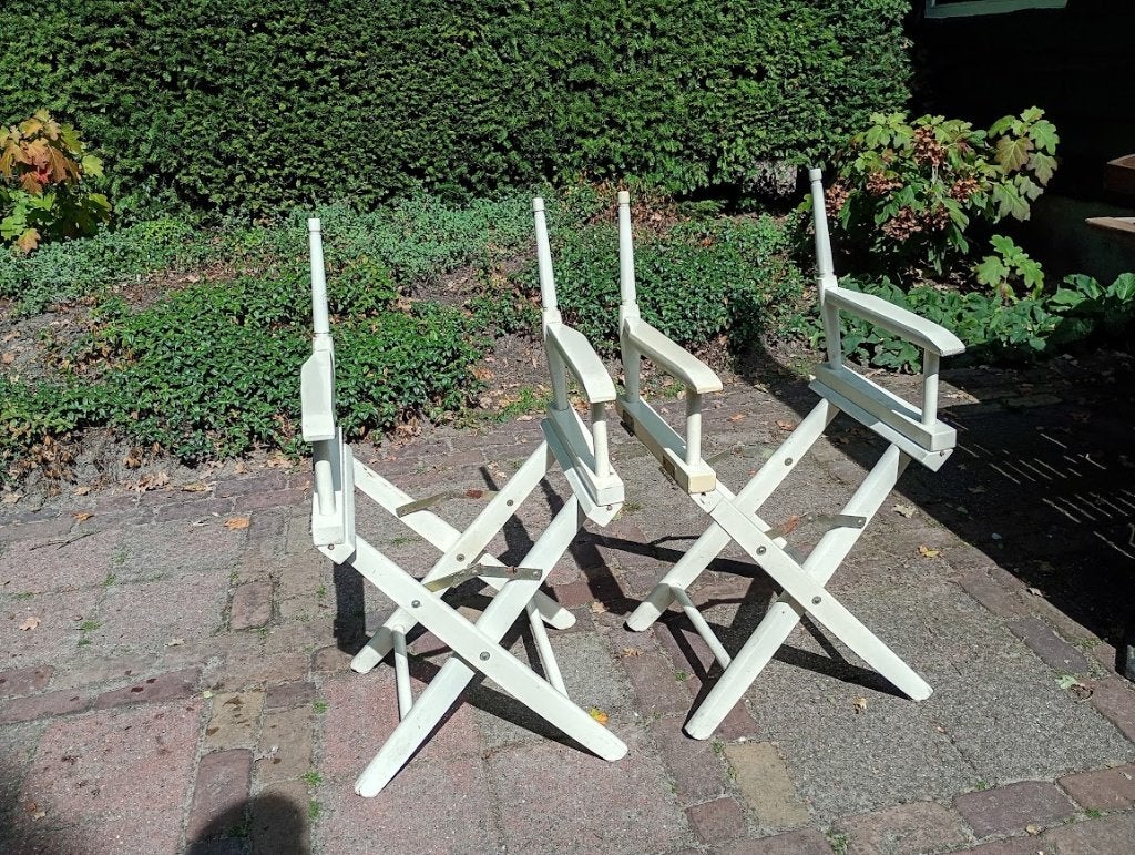 Leuke witte regisseurstoelen, Ophalen, Gebruikt, Kunststof, Inklapbaar
