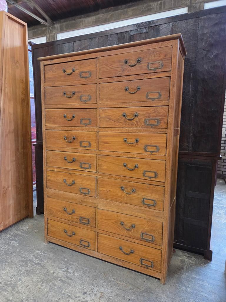 Prachtige archiefkast ~ ladekast ~ apothekerskast, Ophalen, 100 tot 150 cm, 5 laden of meer, Eikenhout
