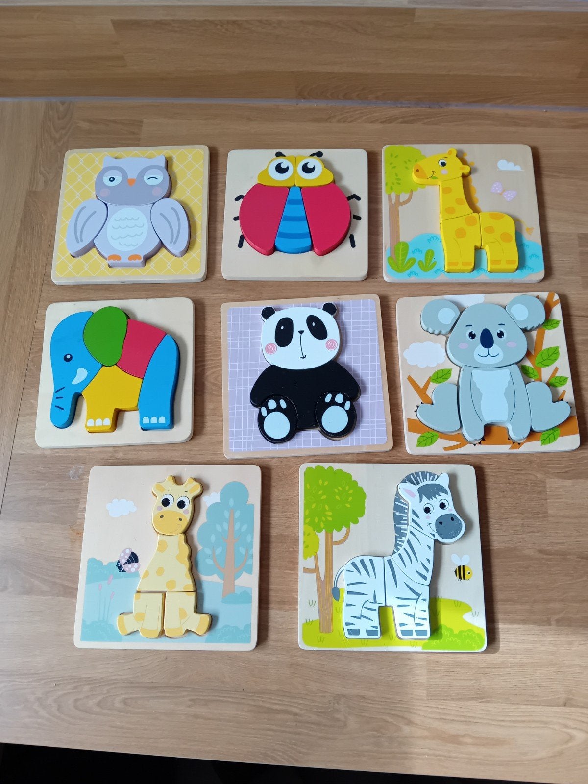 Houten Dieren Puzzels voor Kinderen (8 stuks), 2 tot 4 jaar, Gebruikt, Ophalen of Verzenden, Van hout