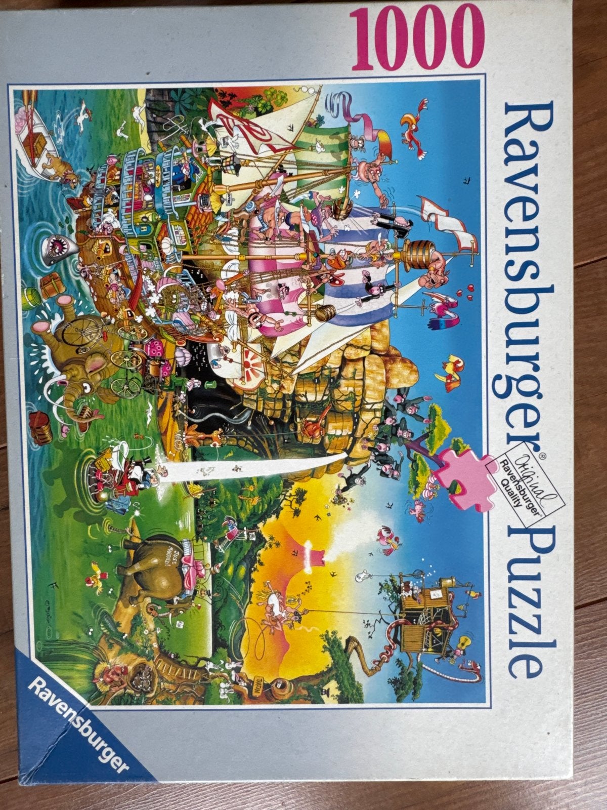Ravensburger Puzzel 1000 stukjes - Cartoon Schip, Ophalen of Verzenden, 500 t/m 1500 stukjes, Zo goed als nieuw, Legpuzzel